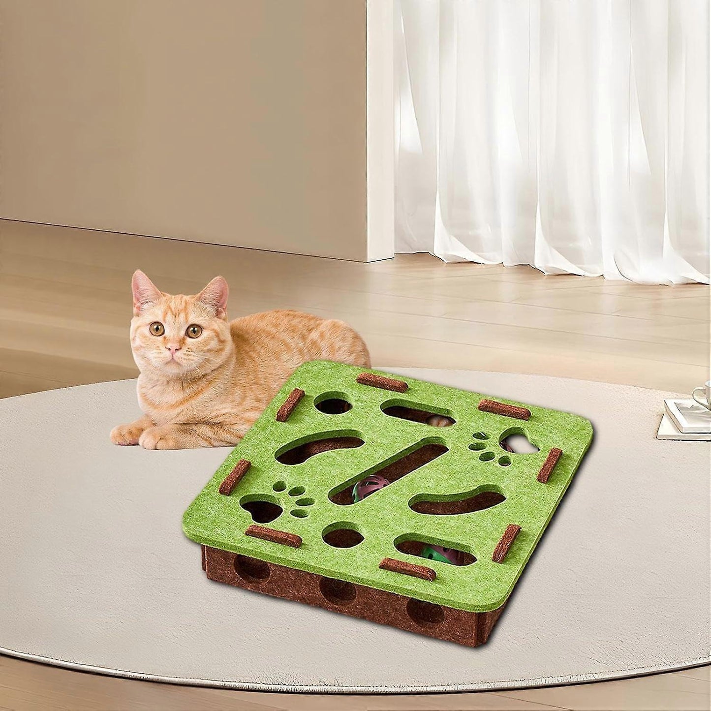 Cat Puzzle Toy Felt Puzzle Box Cat Exercise Toy With Ball Indoor Sports Entertainment Hunting Cat Toys For Indoor Cats
