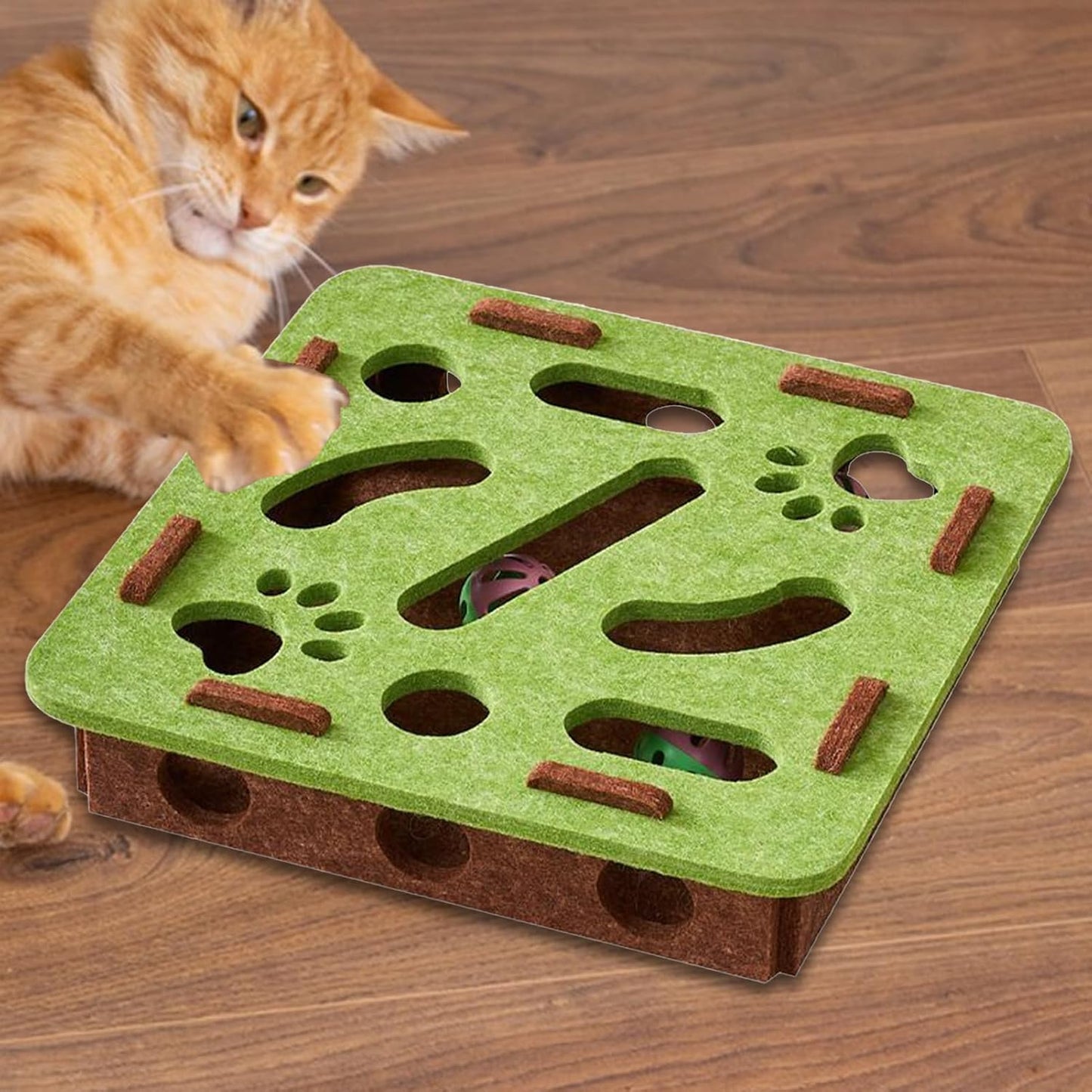 Cat Puzzle Toy Felt Puzzle Box Cat Exercise Toy With Ball Indoor Sports Entertainment Hunting Cat Toys For Indoor Cats