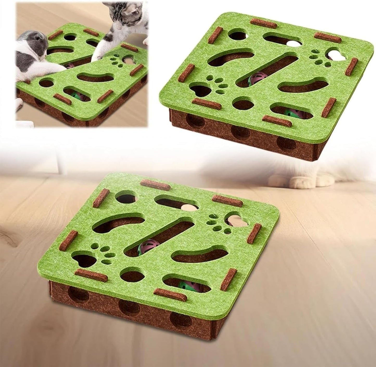 Cat Puzzle Toy Felt Puzzle Box Cat Exercise Toy With Ball Indoor Sports Entertainment Hunting Cat Toys For Indoor Cats