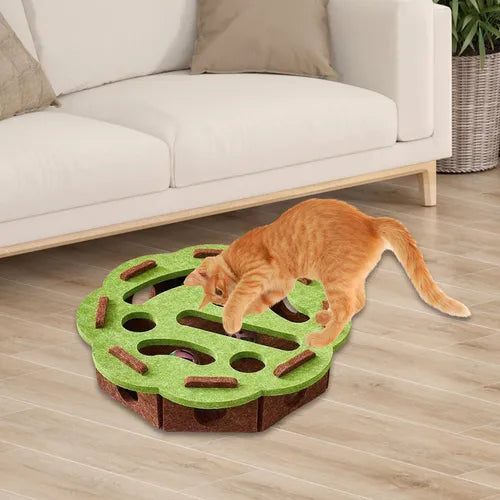 Cat Puzzle Toy Felt Puzzle Box Cat Exercise Toy With Ball Indoor Sports Entertainment Hunting Cat Toys For Indoor Cats
