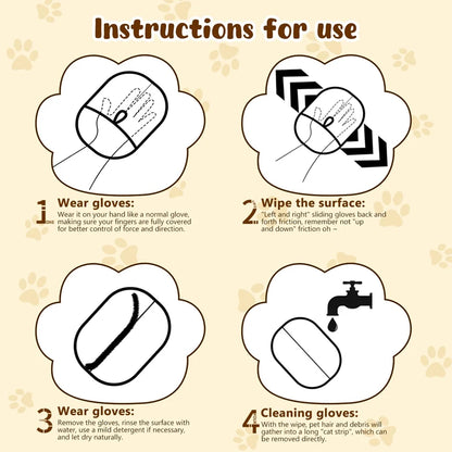 Pet Hair Remover Brush Kitten Hair Removal Gloves Deshedding Brush Glove for Dog Cat Double-Sided Fur Hair Cleaning Glove Carpet